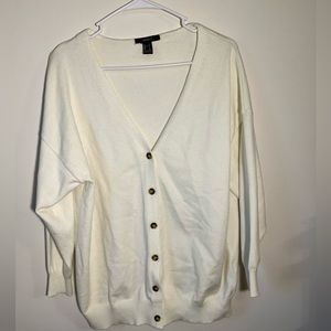 Forever 21 Ivory Button Front Ribbed Cardigan Sweater Women’s Size S
